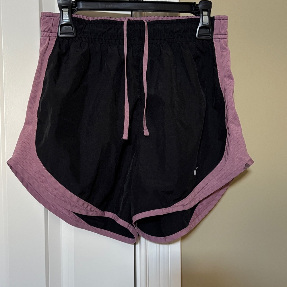 Black and Mauve Women's Athletic Shorts - Lightweight Running Shorts